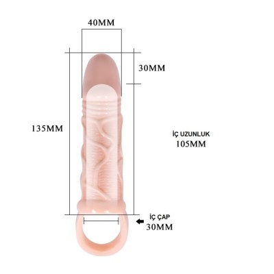 3 cm Dolgulu Penis Kılıfı Uzatmalı Prezervatif Dildo