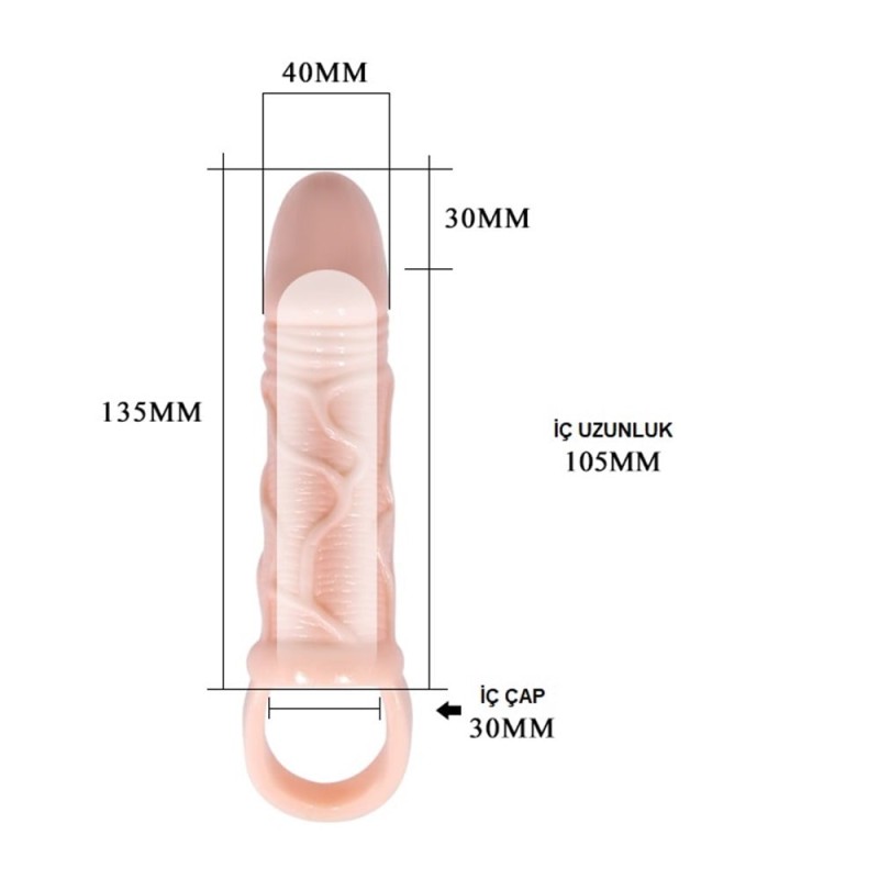 3 cm Dolgulu Penis Kılıfı Uzatmalı Prezervatif Dildo
