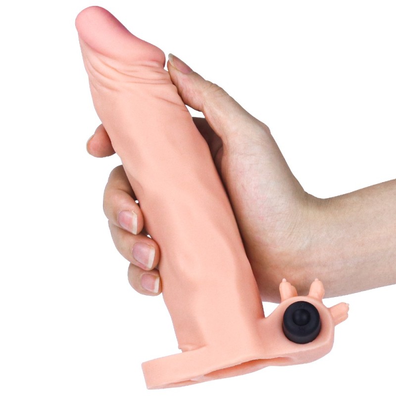 4 cm Uzatmalı Realistik Titreşimli Penis Kılıfı X-TENDER