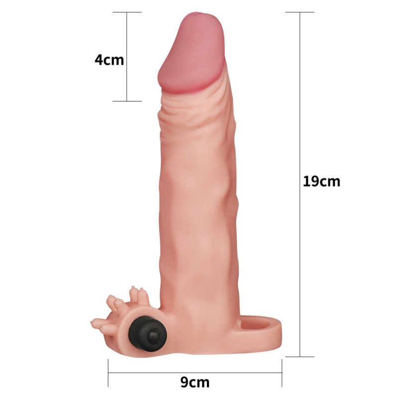 4 cm Uzatmalı Realistik Titreşimli Penis Kılıfı X-TENDER
