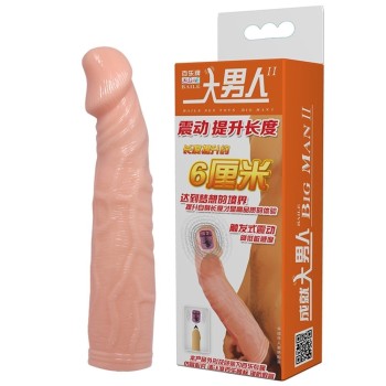 6 cm Dolgulu Titreşimli Uzatmalı Silikon Penis Kılıfı