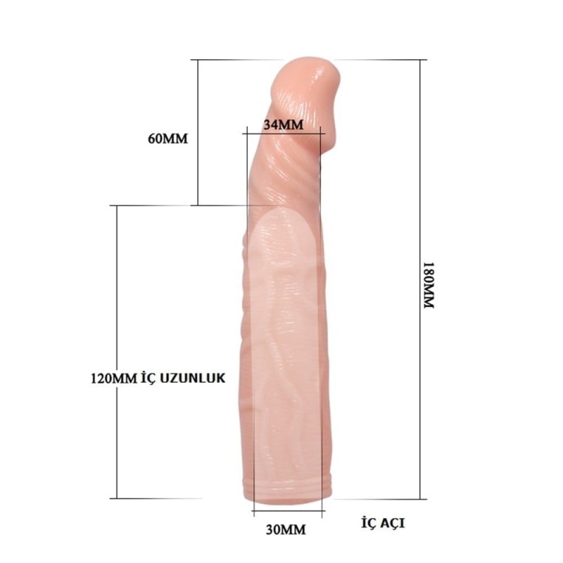 6 cm Dolgulu Titreşimli Uzatmalı Silikon Penis Kılıfı