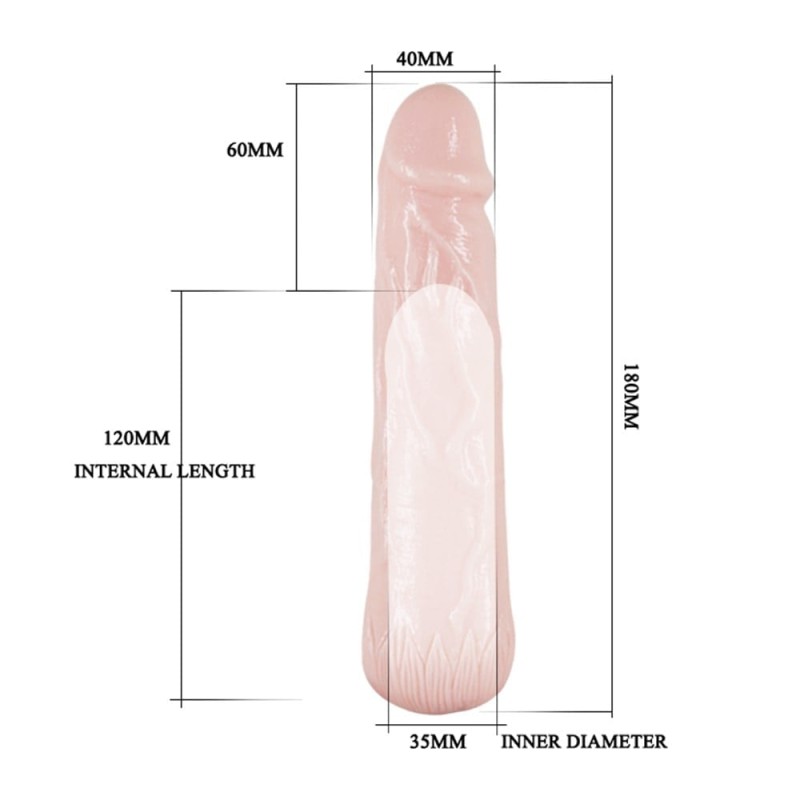 6 cm Realistik Dolgulu Silikon Penis Uzatma Kılıfı
