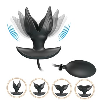 9,6 cm Şişirilebilir ve Titreşimli USB Şarjlı Silikon Anal Plug - Manson