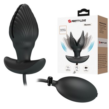 9,6 cm Şişirilebilir ve Titreşimli USB Şarjlı Silikon Anal Plug - Manson