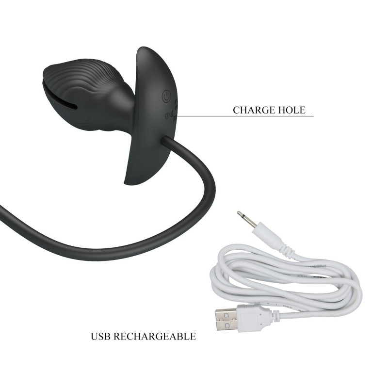 9,6 cm Şişirilebilir ve Titreşimli USB Şarjlı Silikon Anal Plug - Manson