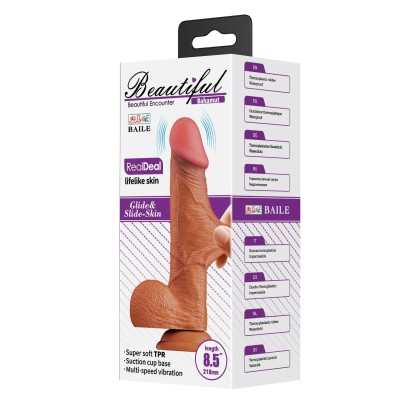 Belden Bağlamalı 21,8 cm Çift Katmanlı Gerçekçi Titreşimli Dildo Vibratör Penis - Bahamut