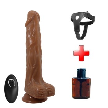 Belden Bağlamalı 21 cm İleri Geri Hareketli Uzaktan Kumandalı Gerçekçi Vantuzlu Melez Penis - Bodach