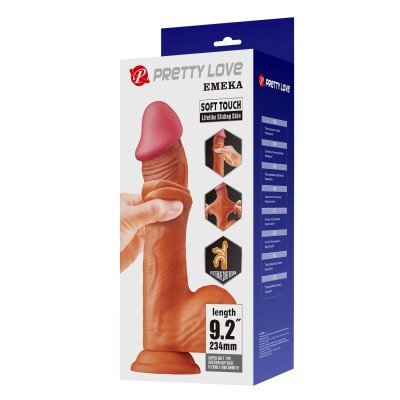 Belden Bağlamalı 23,4 cm Çift Katmanlı Gerçekçi Melez Dildo Penis - Emeka