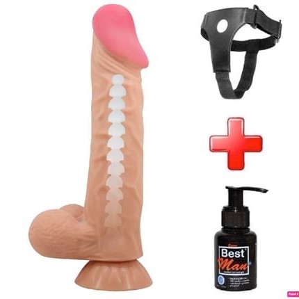 Belden Bağlamalı 24 cm Kıkırdak Yapılı Çift Katmanlı Gerçekçi Dildo Penis - Orton