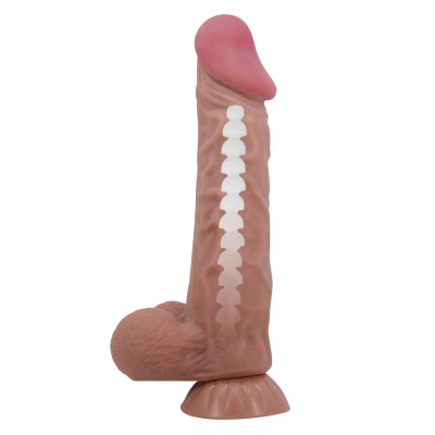 Belden Bağlamalı 24 cm Kıkırdak Yapılı Çift Katmanlı Gerçekçi Melez Dildo Penis - Mendel