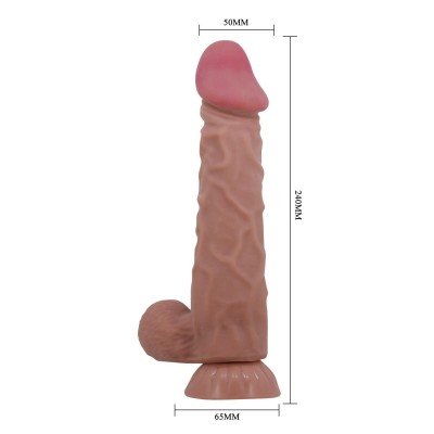 Belden Bağlamalı 24 cm Kıkırdak Yapılı Çift Katmanlı Gerçekçi Melez Dildo Penis - Mendel