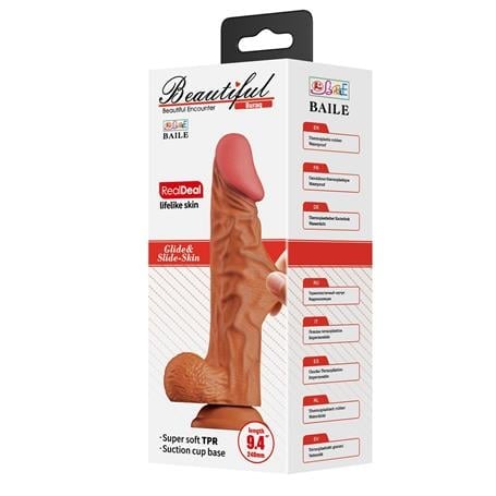 Belden Bağlamalı 24 cm Yeni Nesil Çift Katmanlı Realistik Vantuzlu Dildo Penis - Buraq
