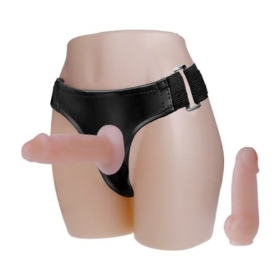 Belden Bağlamalı İçi Dolu 10cm Çift Strapon Penis