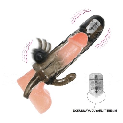Çift Motorlu Titreşimli Penis Uzatıcı ve Klitoris Uyarıcı Sleeve – Brave Man (Siyah)