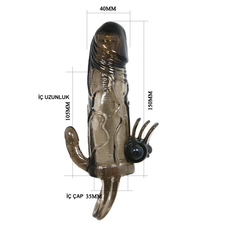 Çift Motorlu Titreşimli Penis Uzatıcı ve Klitoris Uyarıcı Sleeve – Brave Man (Siyah)