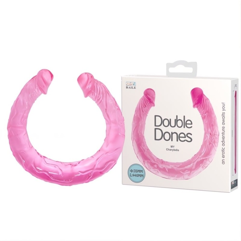 Double Dones 44 cm Çift Taraflı Jel Yumuşak Penis Dildo