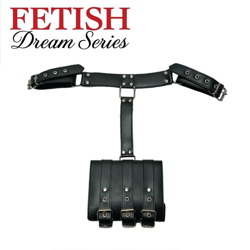 Fetiş Deri Kolları Arkadan Bağlama Kelepçesi – Siyah