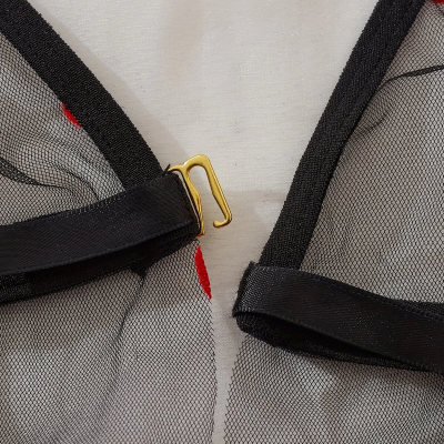 Kalp Desenli Siyah Transparan Gecelik TM1378