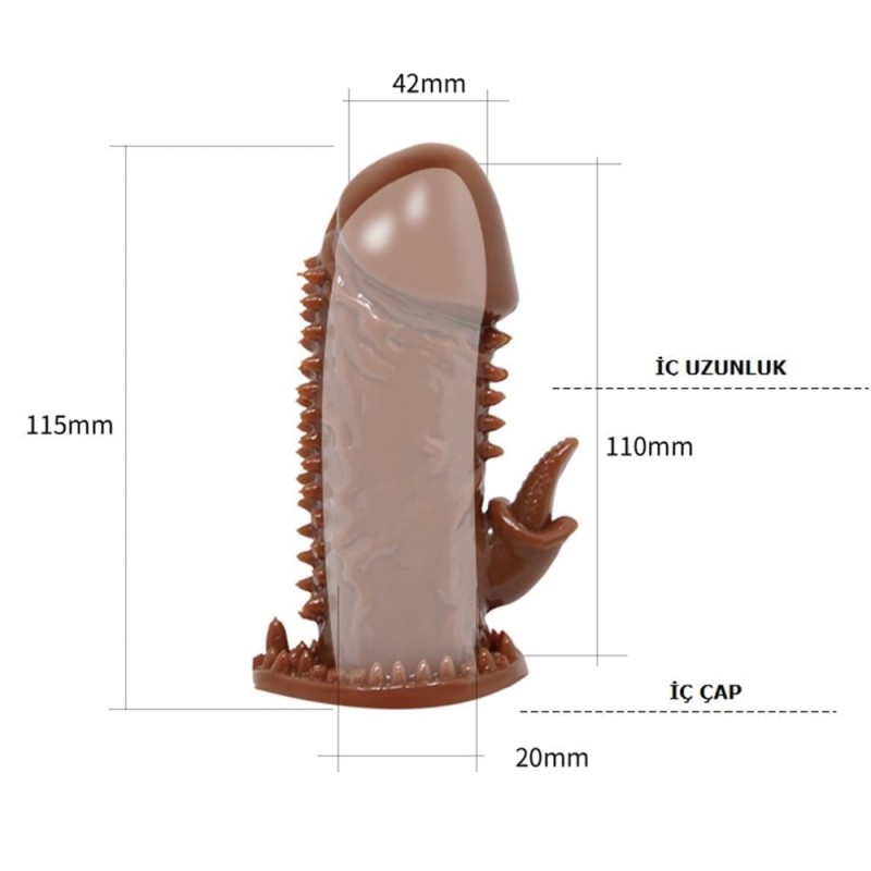 Klitoral Uyarıcılı Tırtıklı Penis Kılıfı