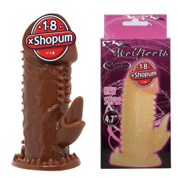 Klitoral Uyarıcılı Tırtıklı Penis Kılıfı