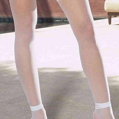 Leyna Beyaz Dantelsiz Jartiyer Çorabı TM5555-2