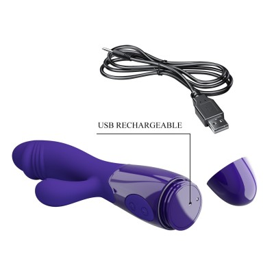 USB Şarjlı 30 Titreşim Modlu Çift Uyarımlı G-Spot ve Klitoral Vibratör - Snappy-Youth
