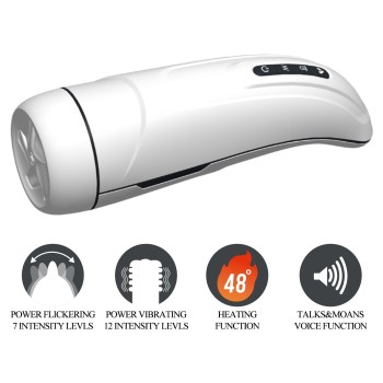 USB Şarjlı Hareketli Dil Uyarımlı Isıtmalı Sesli Masturbatör - Marissa