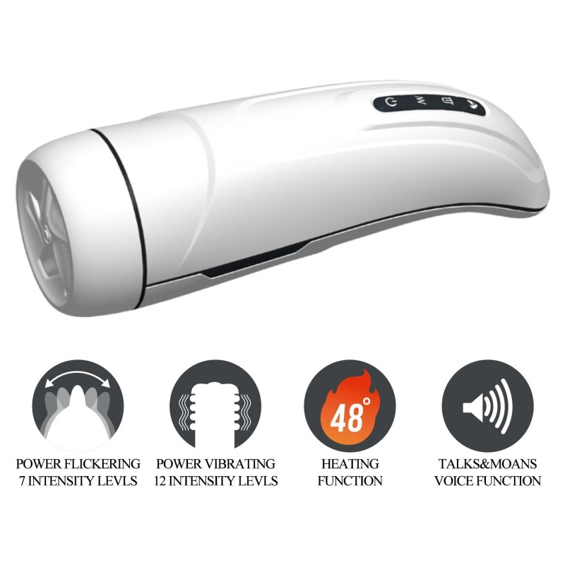 USB Şarjlı Hareketli Dil Uyarımlı Isıtmalı Sesli Masturbatör - Marissa