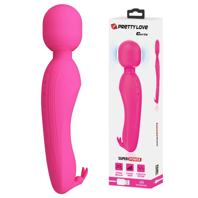 USB Şarjlı Silikon Masaj Wand Vibratör - Curtis (Pembe)
