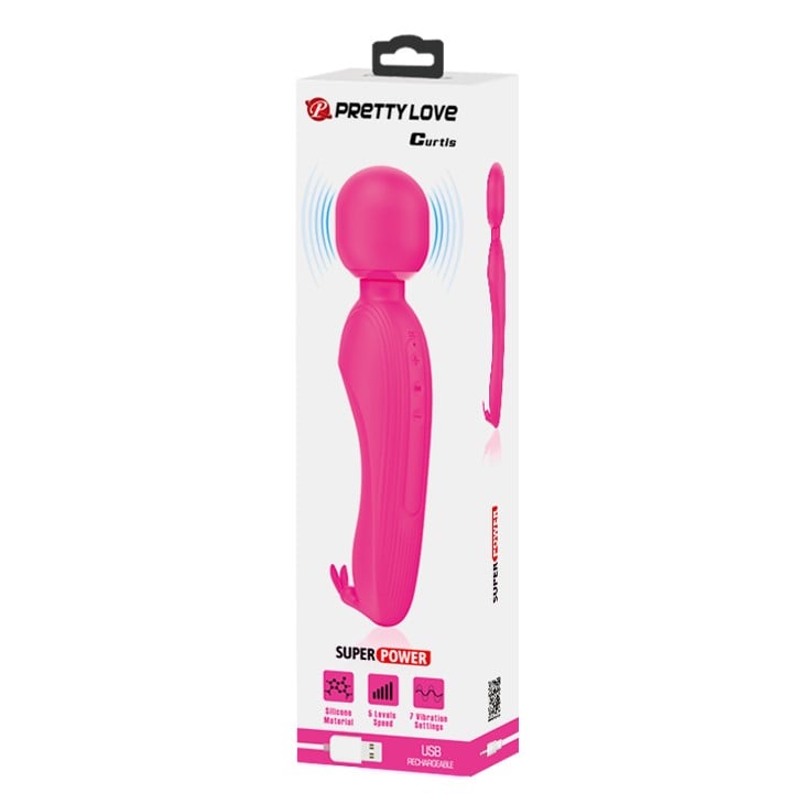 USB Şarjlı Silikon Masaj Wand Vibratör - Curtis (Pembe)